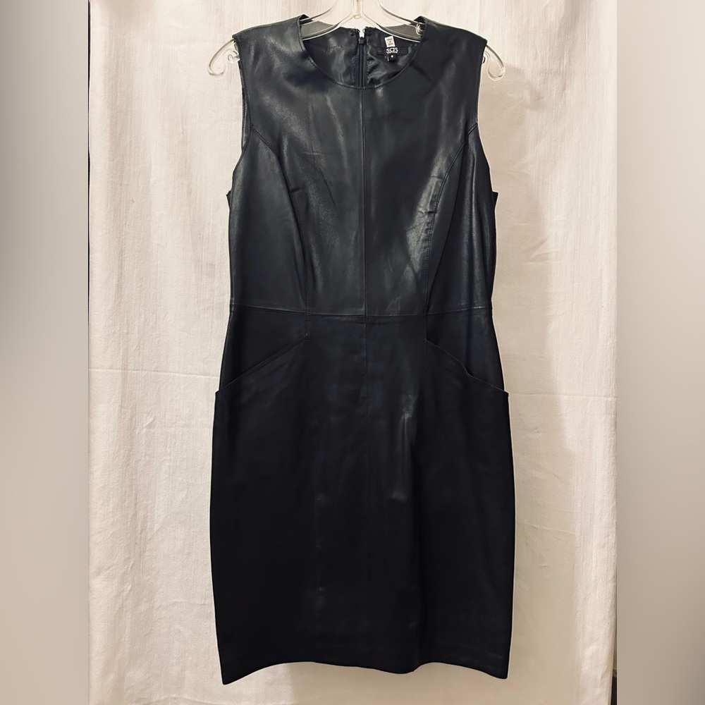 Women’s “SAS” Black Leather Sleeveless Dress / Jumper Sz. 8